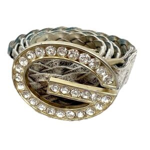 GUESS gemstone braided metallic champagne belt M